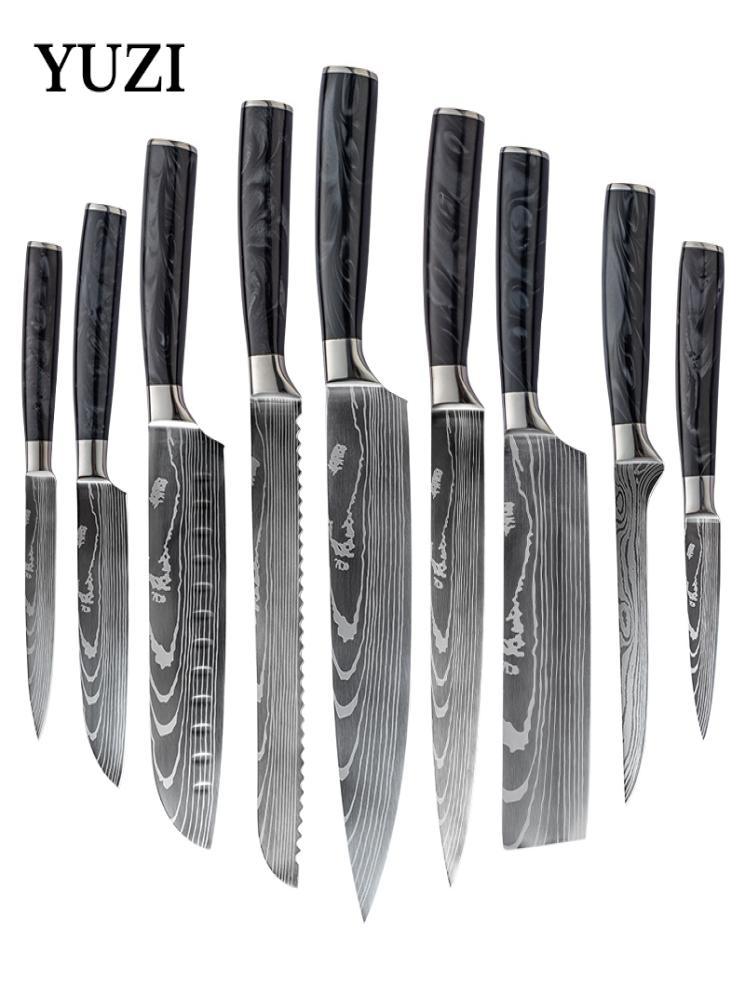

Kitchen Knives Set 19 pieces Damascus Pattern Sharp Japanese Santoku Chef Knife Cleaver Slicing Chopping with Resin Handle5688791