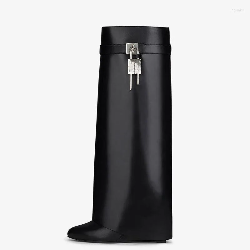 

Boots Women's Designer Leather Thick Soled High Heel Knee Fashion, Green pu