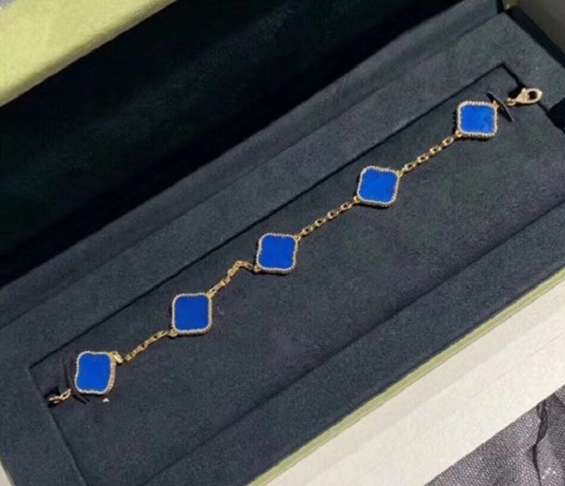 

VAN Clover Bracelet Luck Vintage Alhambras Four Leaf Pendant Bracelet for Woman Mans Chain Bracelet Cleef 5 motifs 18K Gold Agate Mother-of-Pearl Wedding Accessories
