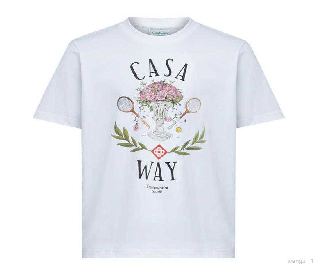 

rts Csablanca 23ss Casa Way t Shirt Tennis Racket Bouquet Letter Print Tees Casual Round Neck Men and Women Short Sleeved Tshirt5817775 DYUZ, 09