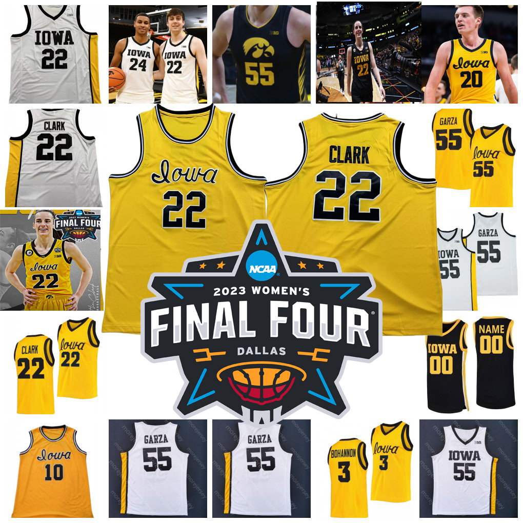 

2023 Iowa Hawkeyes Basketball Jersey Custom 22 Caitlin Clark Luka Garza Joe Wieskamp CJ Fredrick Bohannon Connor McCaffery Ulis Toussaint Final Four Jersey, Custom any name number
