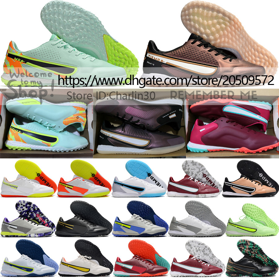 

Send With Bag Quality Soccer Football Boots Tiempo Legend 9 Pro TF IC Indoor Turf Knit Soft Leather Futsal Cleats Mens Training MD Sole Flats Football Shoes Size US 6.5-12, Tf 1