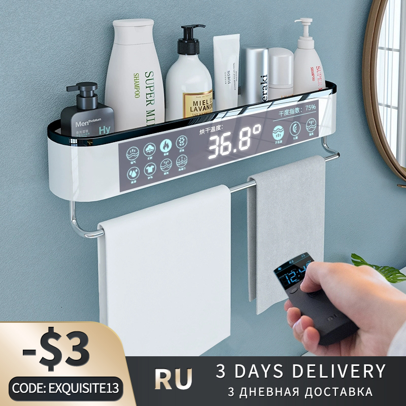 

Bathroom Shelves Mounted Organizer Shelf Shampoo Cosmetic Storage Rack Bath kitchen Towel Holder Household Items Accessories 230404