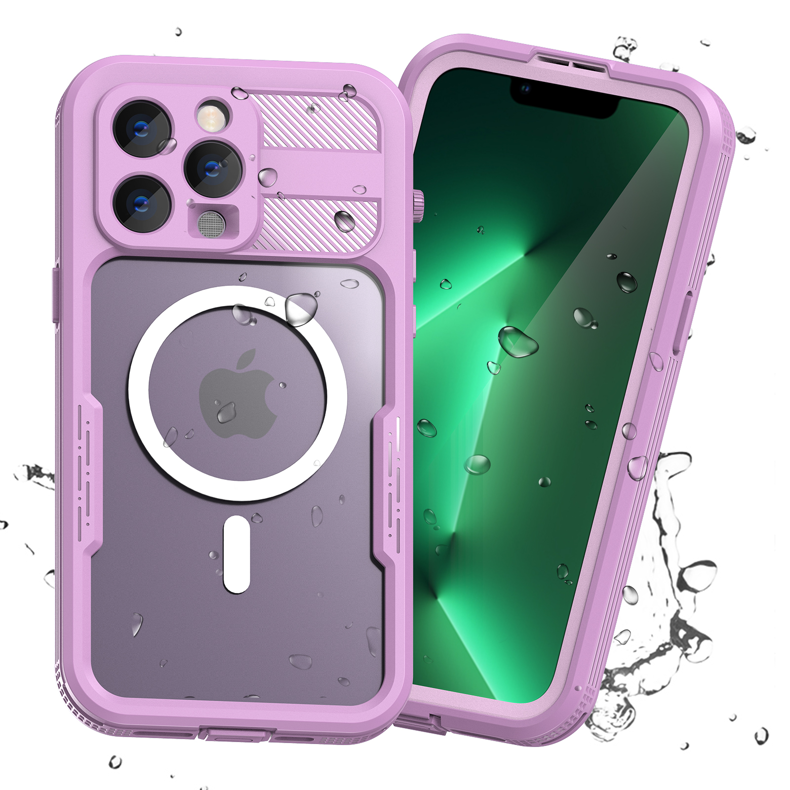 

IP68 Waterproof Case For iPhone 14 Pro MAX 14 Plus Diving Depth 2M Outdoor Swimming Shockproof Magnetic Wireless Charging Cover, Green