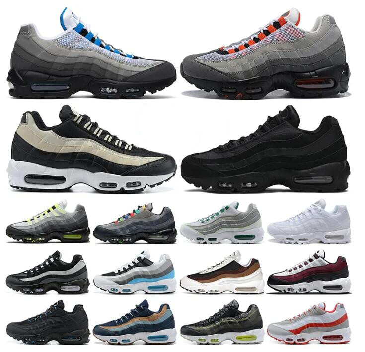 

OG 95 Airmaxs Running Shoes Men Women 95s Triple Black White Crystal Blue Denham Neon Solar Red Smoke Grey Matte Olive Mens Outdoor Trainers Sports Sneakers