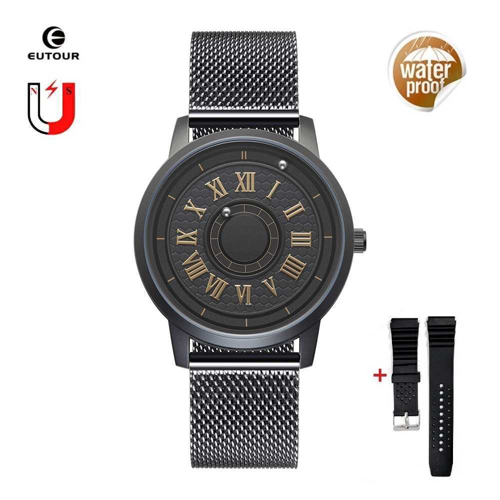 Wristwatches Eutour Blue Watches Men Luxury Magnetic Ball Quartz Watch Stainless Steel Mens Wristwatch Waterproof Fashion Couple Male Clock L2605-image-856174478