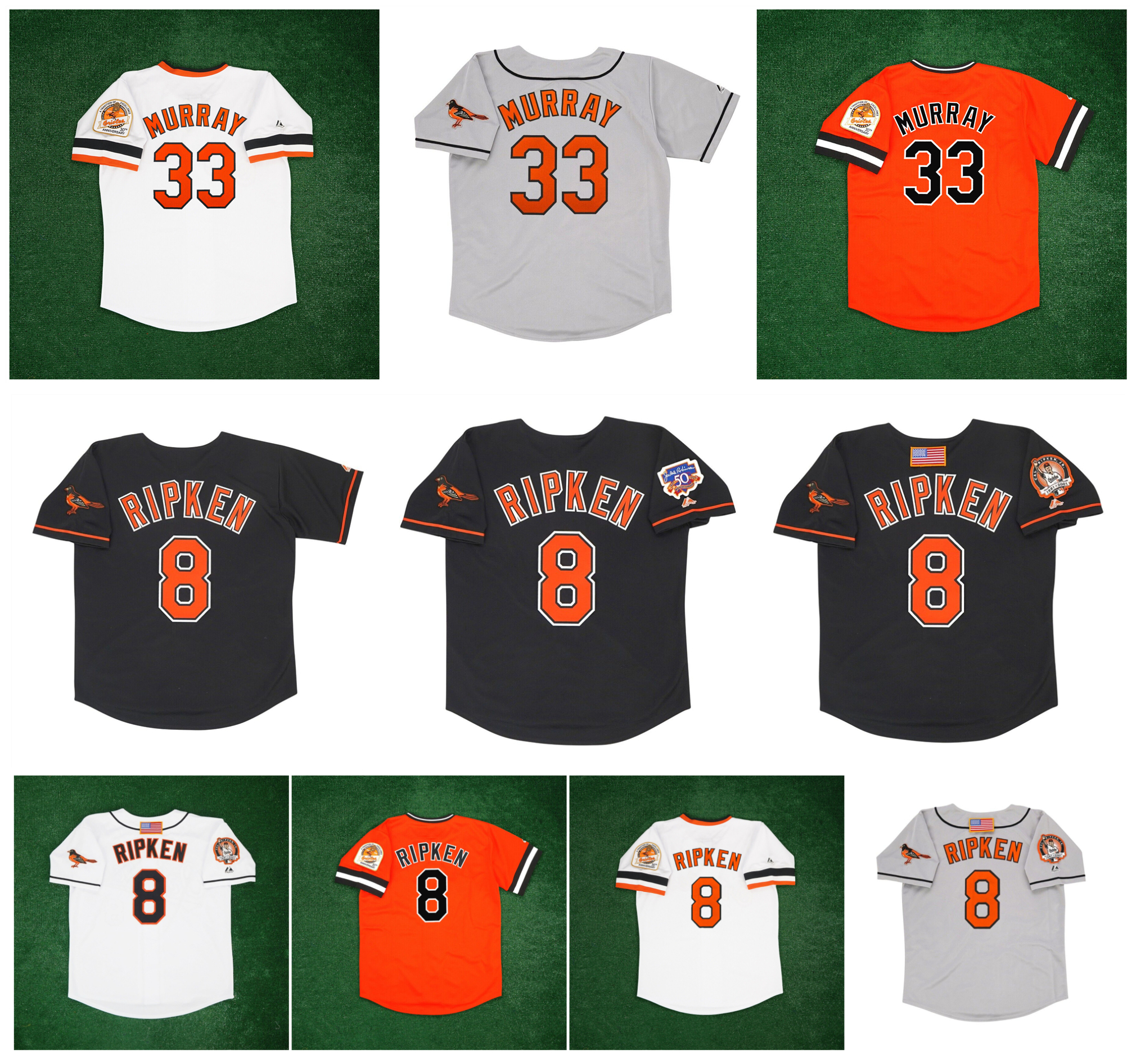 

Orioles Cal Ripken Jr. Baltimores Baseball Jersey Eddie Murray 2001 Home Road Men's 30th Anniv Jersey Size S-4XL, As pic