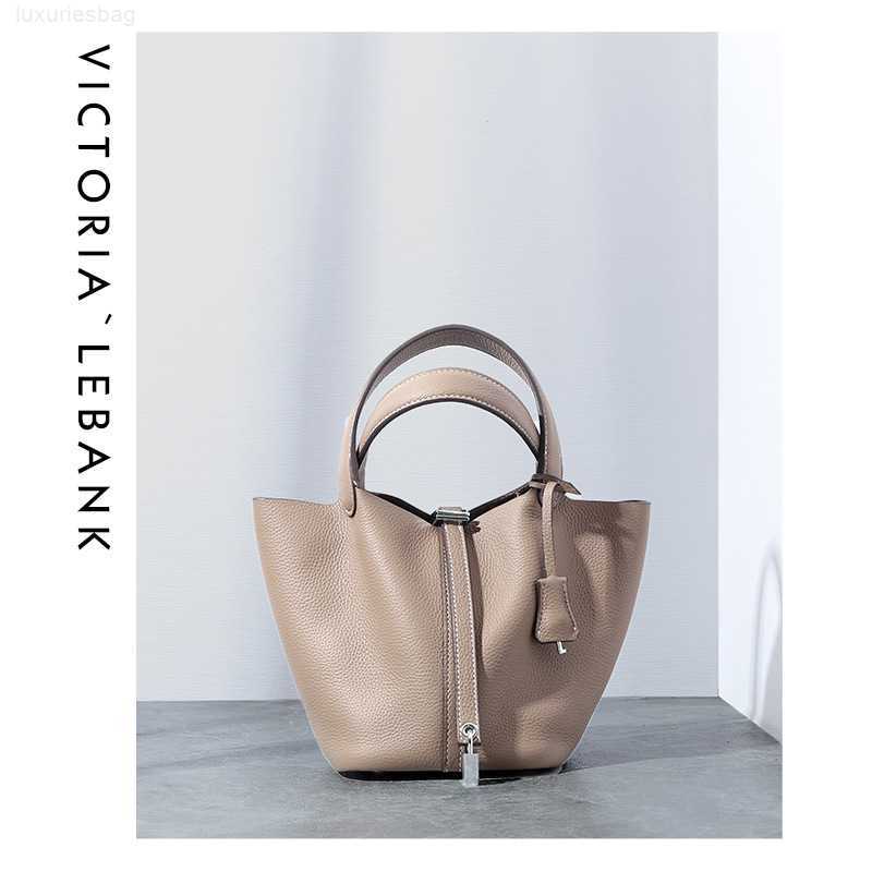 

Designer Luxury Vegetable Basket Bucket Top Layer Hand Leisure Women's Togo Leather Large Capacity Commuter Bag Picotin, Denim blue