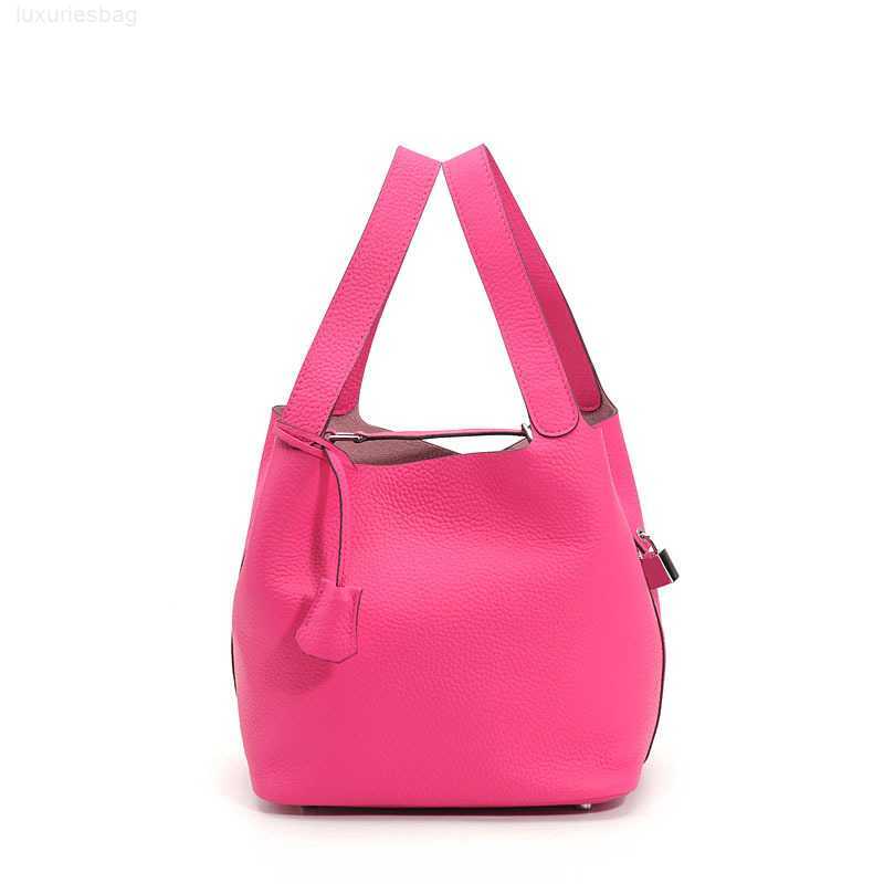 

Designer Luxury Vegetable Basket Litchi Pattern Head Layer Cowhide Leather Bucket Cabbage Blue Handheld Small Bag Women's Fashion5TYQYGQ8 Picotin, Hupo yellow 18cm