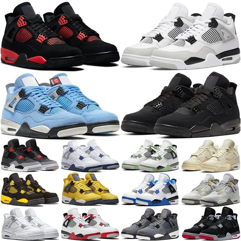 

Hot Jumpman 4 Men Basketball Shoes 4s Military Black Cat Canvas Red Thunder University Blue Thunder Pink Cactus Jack Women Trainers Sports Sneakers 36-47, 88