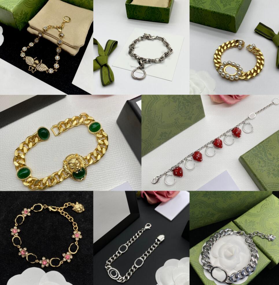

Men Women Cuba Bracelets Fashion Strawberry Letter Pendant Bracelet Designer Classic Pearl Flowers Bracelet Luxury High Quality Stainless Steel Bracelet