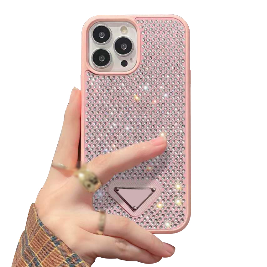 

Luxury Full Drill Inlaid Diamond Phone Case For iPhone 14 Pro Max 13 12 Macarons Colors Fashion Flash Rhinestone Bling Ladies Cover Anti Drop Shockproof 1pcs, Pink