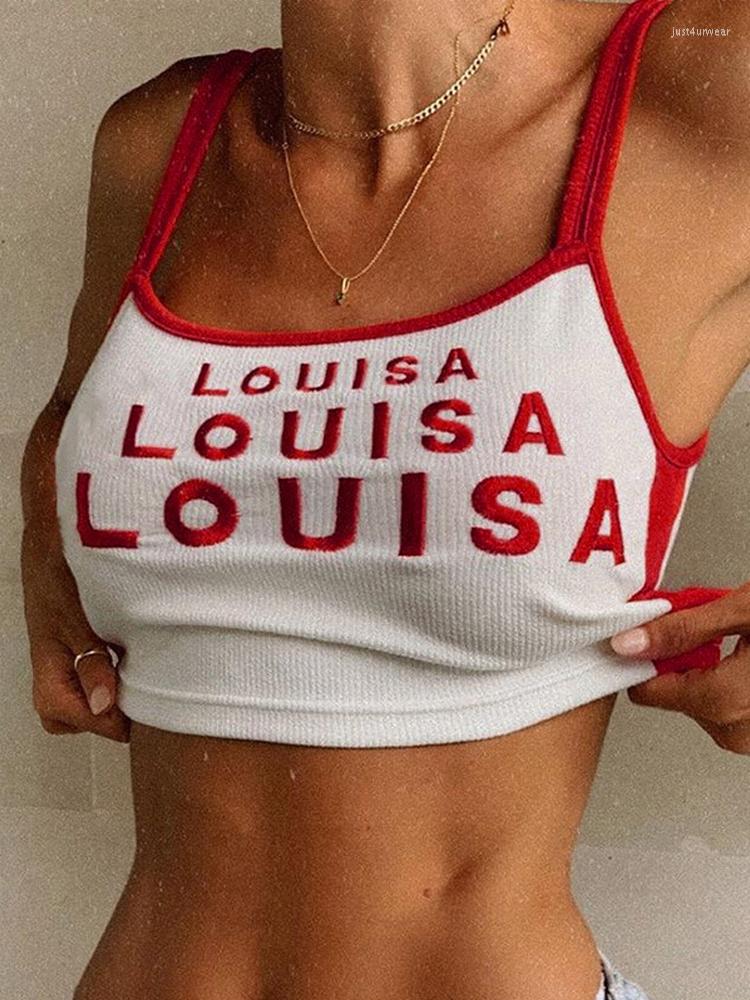 

Women's Tanks Cartoon Crop Top Y2K Clothes LOUISA Printed Harajuku Streetwear Backless Sleeveless Strap Summer Women Cute Tops Vest Camis, White