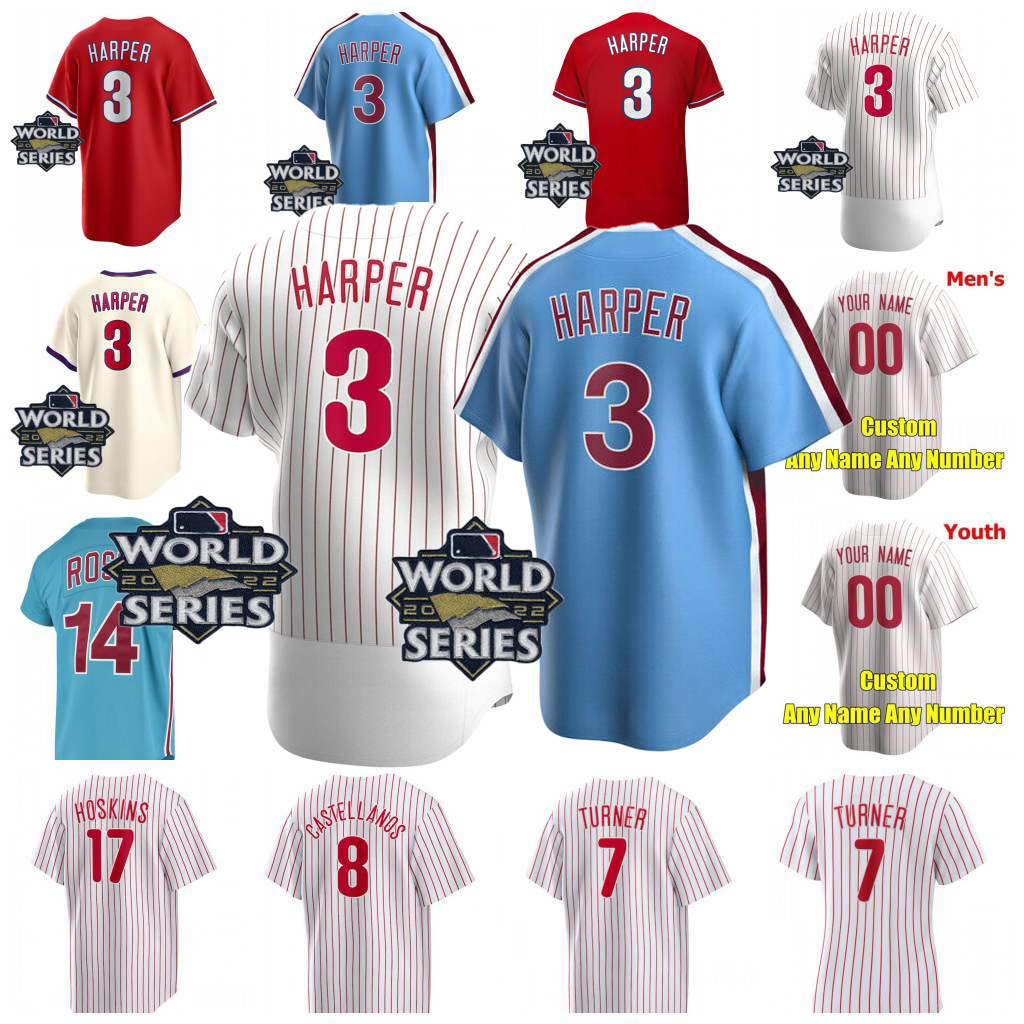 

Bryce 3 Harper 7 Trea Turner Jersey Alec Bohm Rhys Hoskins Bryson Stott J. T. Realmuto Nick Castellanos Aaron Nola Kyle Schwarber Zack Wheeler Marsh Baseball Jerseys, Men flexbase