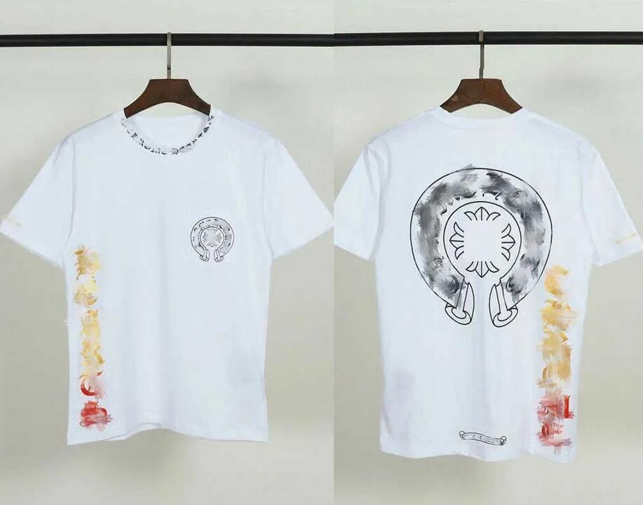 

Fashion Mens Classic t Shirts Brand Top T-shirts Ch White Short Sweater Casual Embossed Letter Horseshoe Sanskrit Cross Pattern Designers Tees Graffiti T-shirts, Q1111