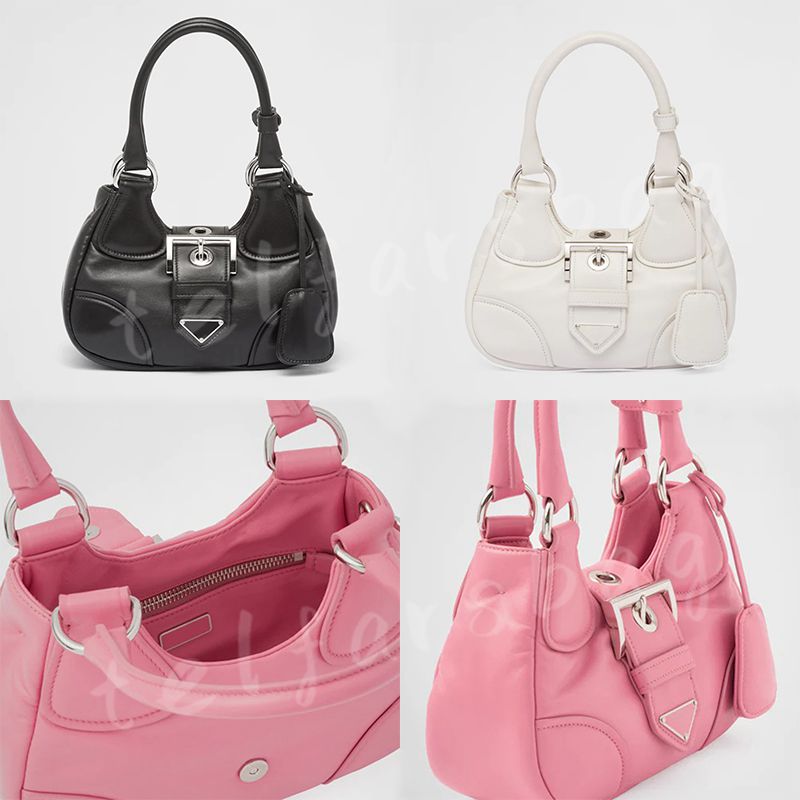 

Moon Padded Nappa Leather Pradas Bag Women Light Padding Ton-sur-ton Triangle Logo Tote Designer Metal Hardware Hobo Magnetic Closure Shoulder Underarm Bags