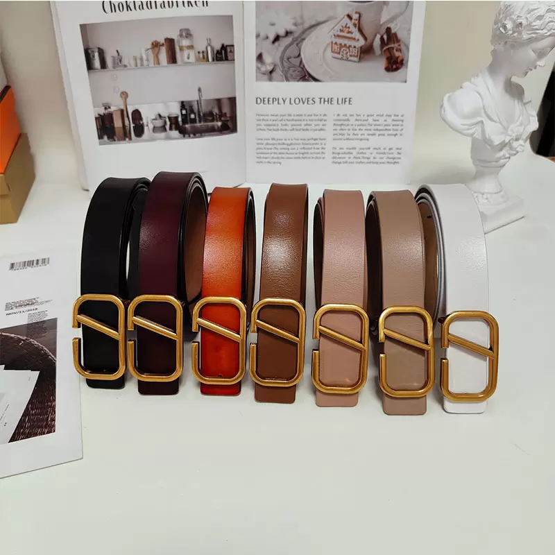 

Classic Gold letter mens designers belts for women Luxury belt Vintage smooth Buckle Belts 7 colors Width 3cm with box