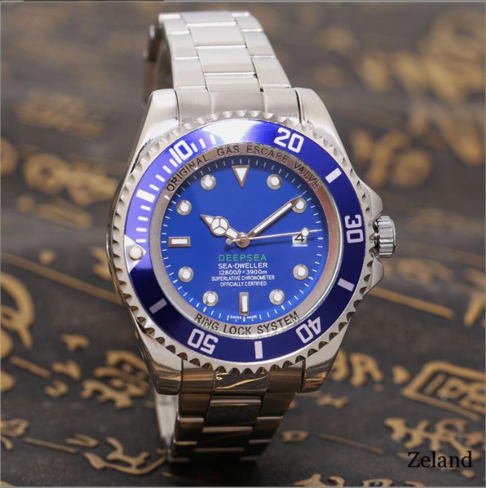 

44MM New Casual mens Quartz Watches Man Women Top Quality Luxury Gold Watch Steel Strip silver Sparkling Dress Wristwatch deep sea famous ghost king Clock, 01