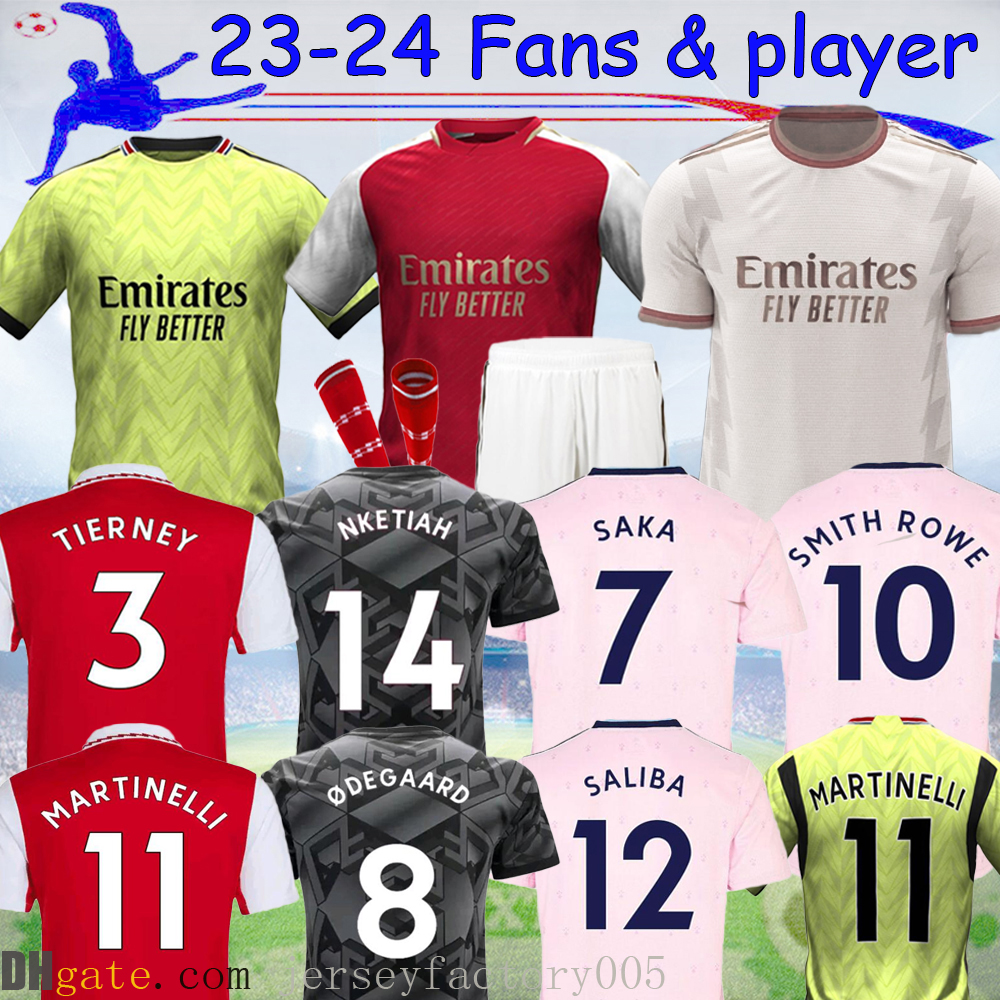 

22 23 24 JESUS soccer jerseys SMITH ROWE PEPE SAKA Fans Player version ODEGAARD 2023 2024 football shirt Men Kids kit football sets 16-XXL, 22-23 3rd fans