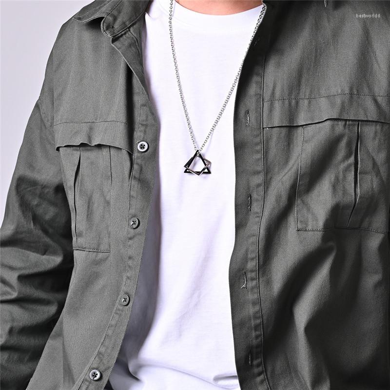 

Pendant Necklaces Trendy Geometric Square Triangle Combination Men's Necklace Hip Hop Men And Women For Couples Fashion Jewelry