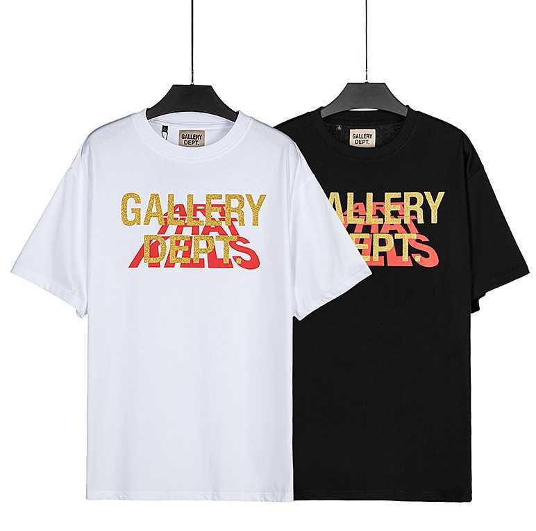 

Galleryes depts Gold Stamped Letter Print Casual Loose Short Sleeve T-shirt High Street Loose Small Ins Fashion Summer, Black5