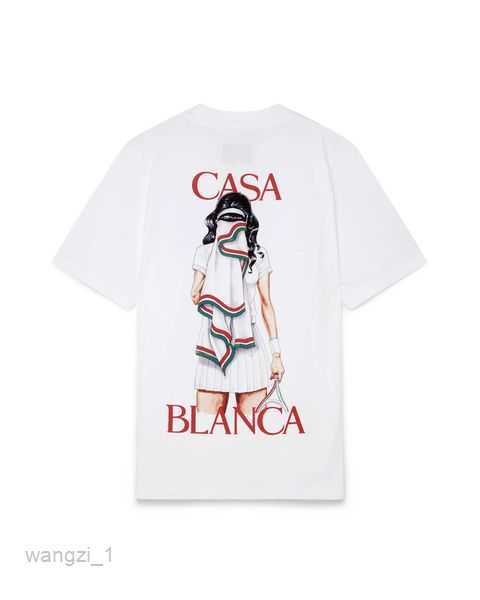 

-shirts Csablanca 23ss Casa Way t Shirt Tennis Racket Bouquet Letter Print Tees Casual Round Neck Men and Women Short Sleeved T-shirt 4 SJ9N, Army green
