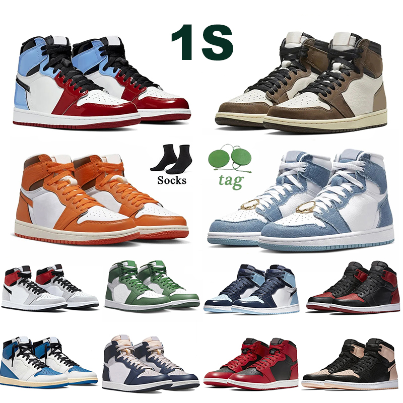 

2023 OG Basketball Shoes 1s Hand Crafted Travis Scotts Fearless University Blue Gorge Green Dark Mocha Varsity Red basketball Athletic Shoes Size 36-46, 46.electro orange 36-47