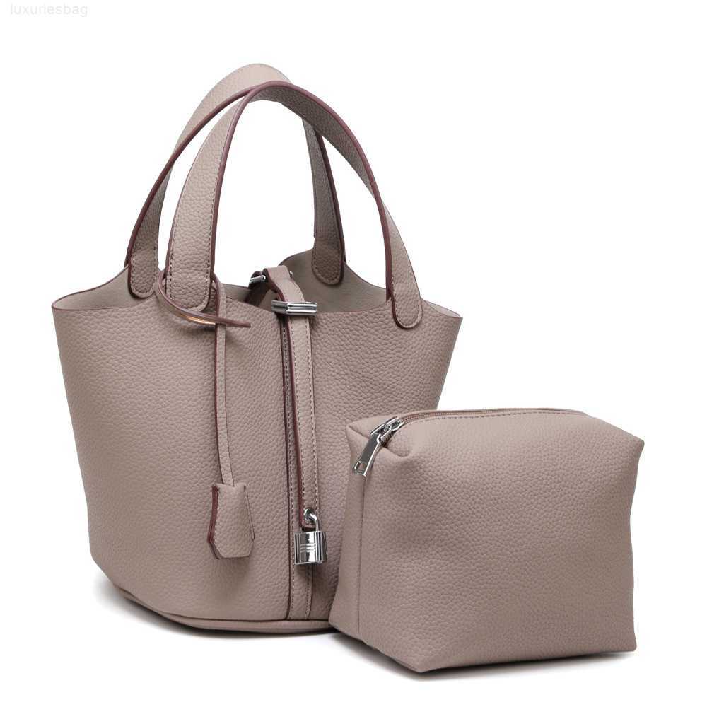 

Designer Luxury Vegetable Basket Women's Handbag Fashion Simple Water Bucket Litchi Pattern Bag0QYWPX22 Picotin, Blue4