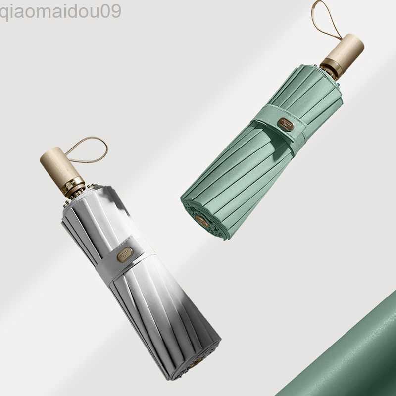 Umbrellas Beach Wooden Handle Clear Umbrella 16 Ribs Windproof Men Big Umbrellas rain Women Same Color Coating Sun Umbrella Gift AA230404-image-856375430