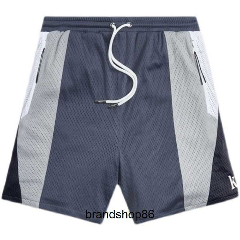 

Kith Sport Fashion Men's Shorts New Summer Men's Mesh Gym Fitness Exercise Jogger Shorts with Embroidered Double Layer, Dark grey and black