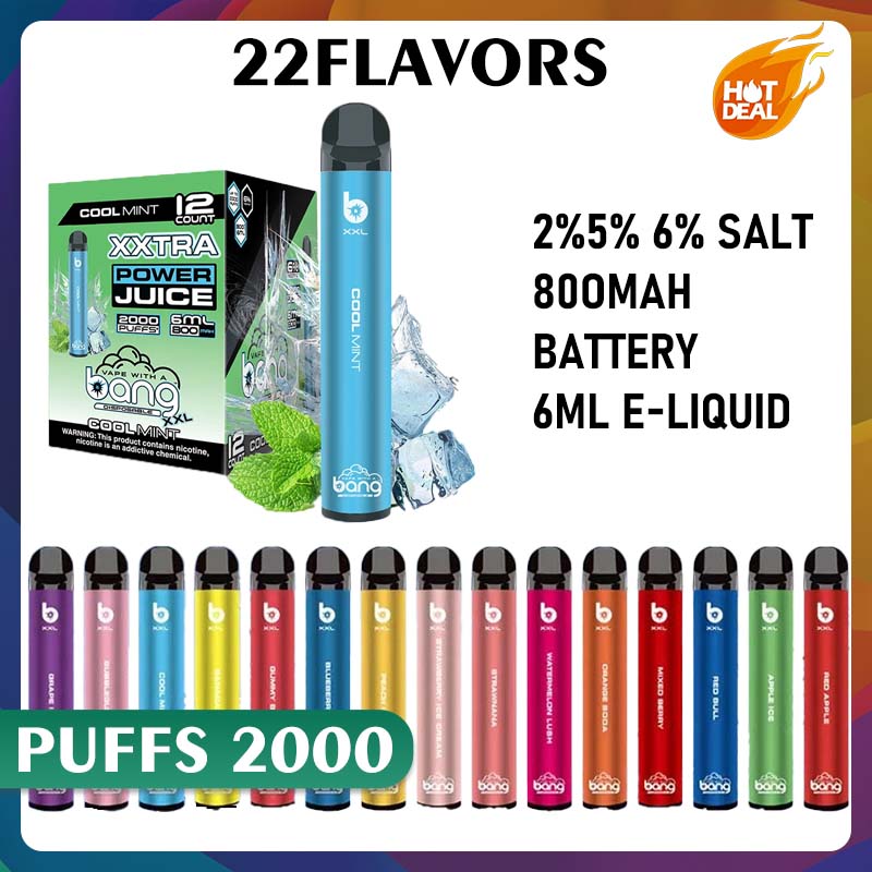 

Bang XXL 2000 Puffs E Cigarette Starter Kit Disposable Vape Pen 800mAh 6ml Prefilled Pods Cartridges Portable Vaporizers Bang vapes PUFF 2000, Remark flavrs