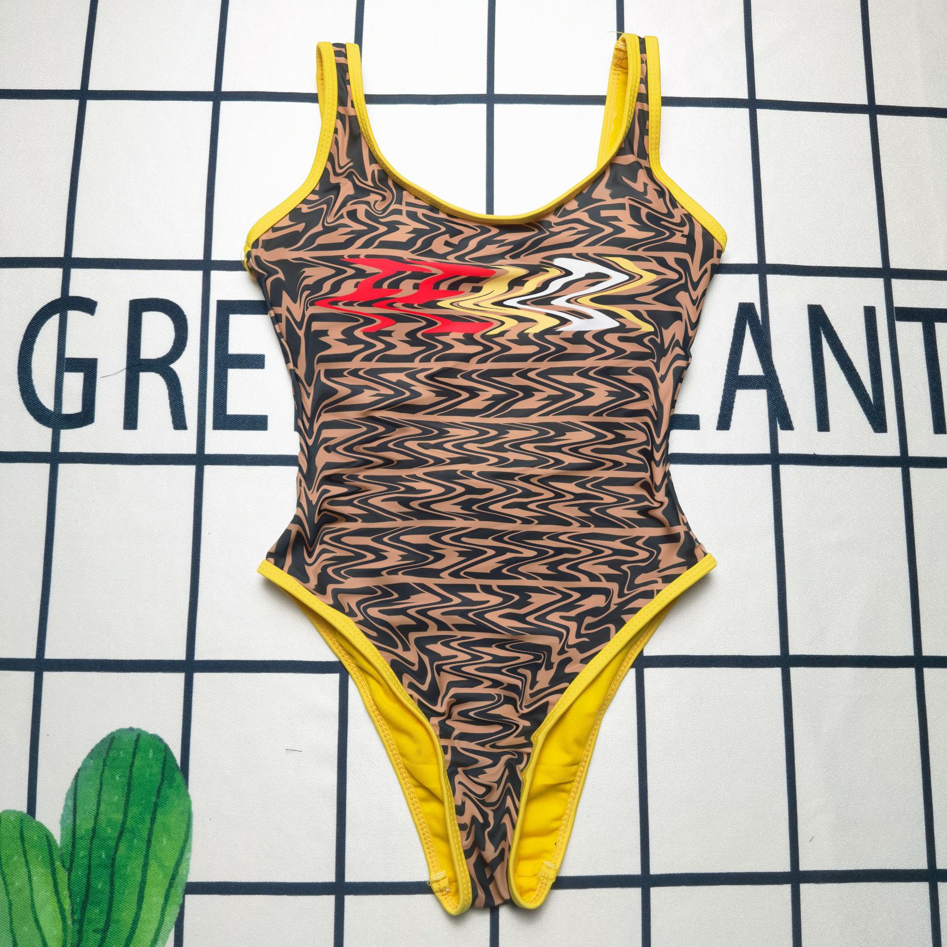

Women' Swimwear Designer Alphabet Print Sexy Fashion One-Piece Women' Swimsuit, As pic