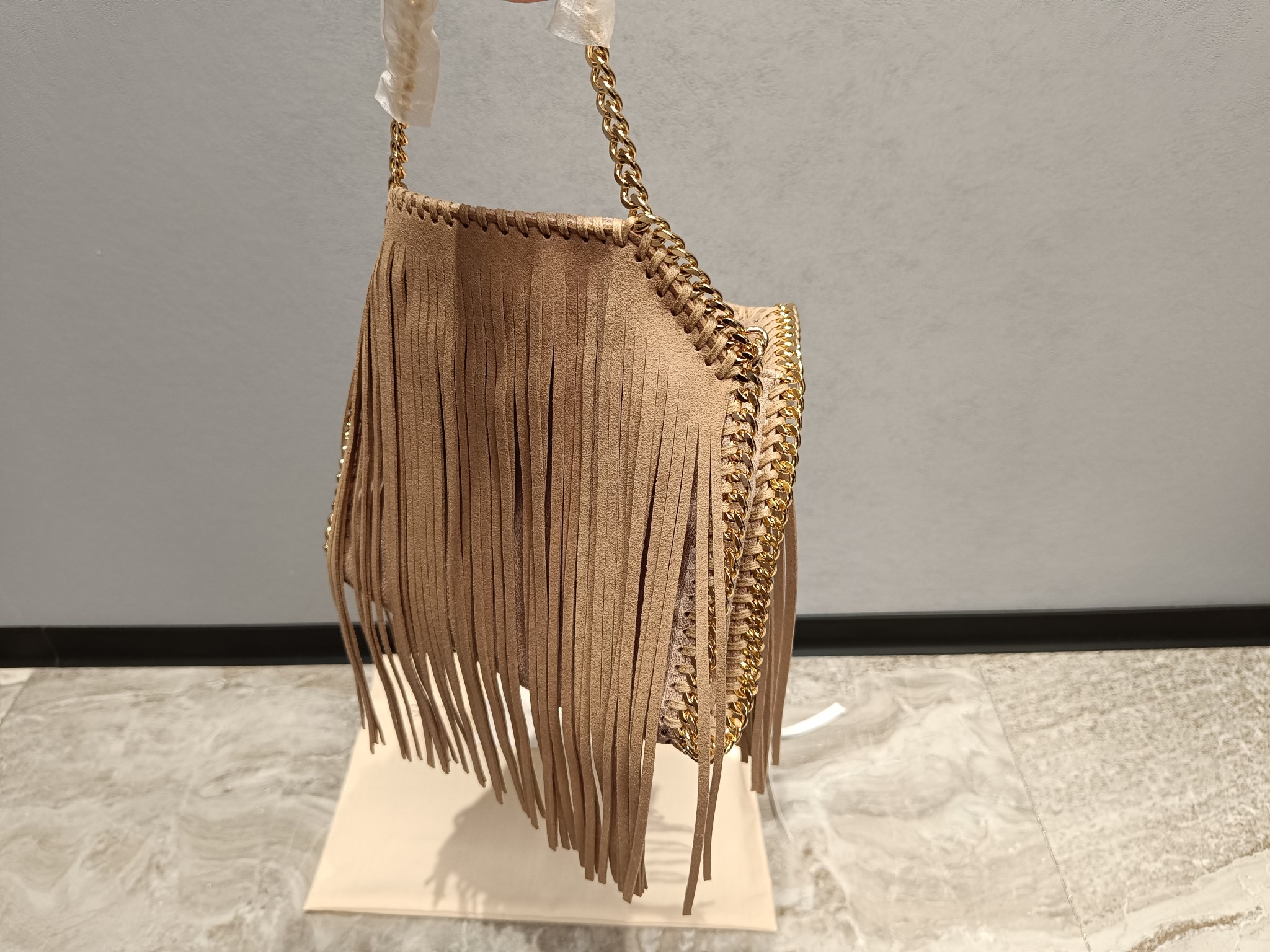 

Stella McCartney designer bags OOTD fashion leisure sports shoulder bag Fringe bag handbag Valentines Day birthday Christmas gift punk chain bag Versatile, Gold