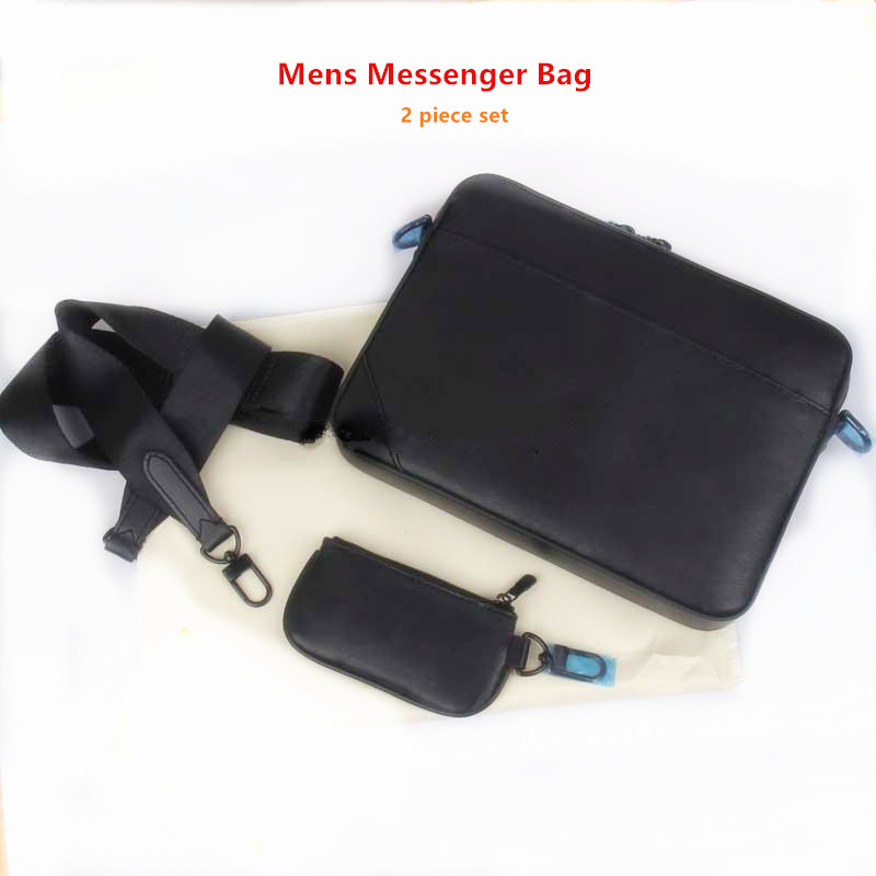 

Fashion Duo Mens Shoulder Messenger Bag 2 Piece Set Mono Embossed Shadow Soft Luxurys Designer Handbags Man Crossbody Bags Leather With coin Purse Wallet, White