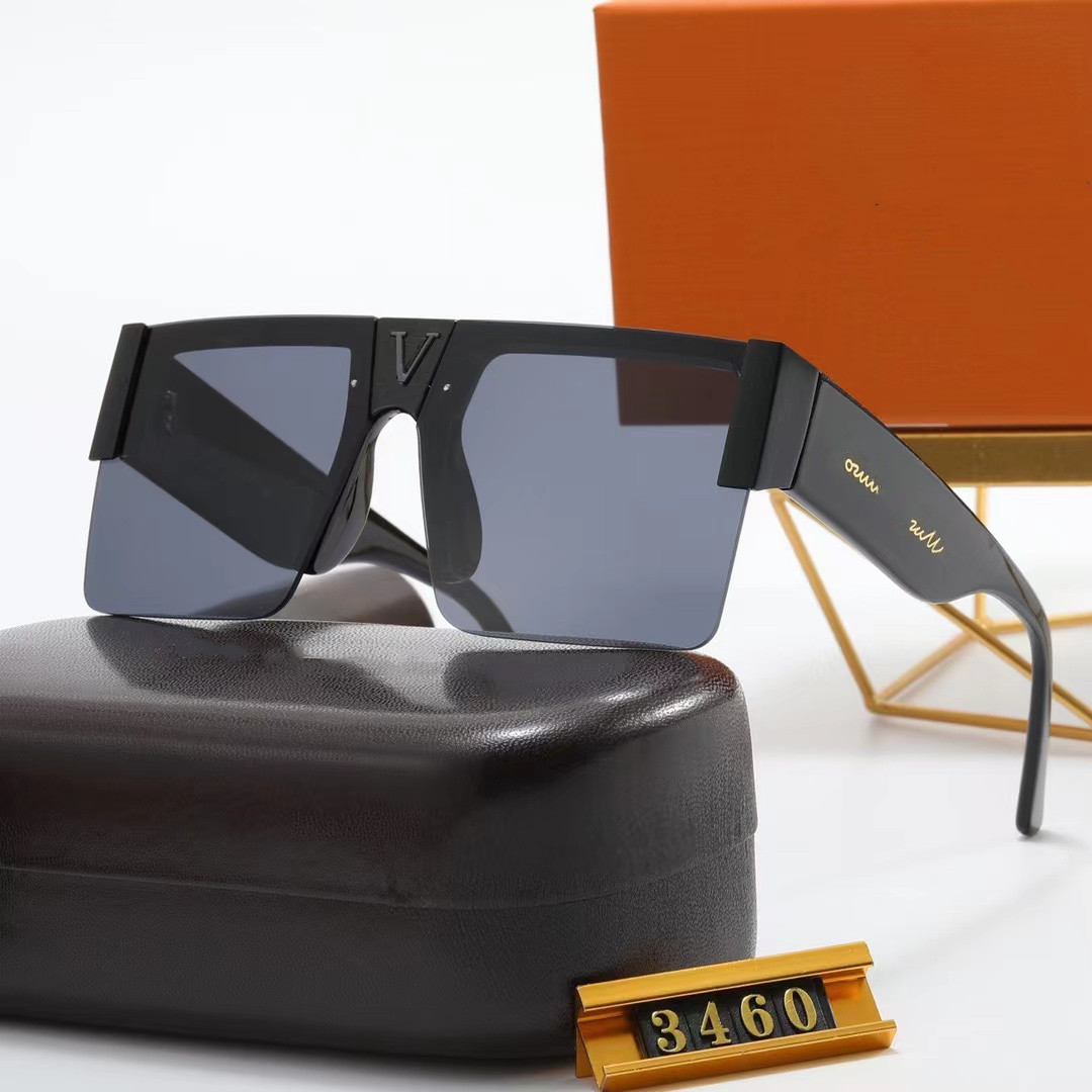 

Designer Sunglasses For Women and Men Fashion Model Special UV 400 Protection Letter Big Leg Double Beam Frame Outdoor Design Alloy Diamond Sunglasses 3460