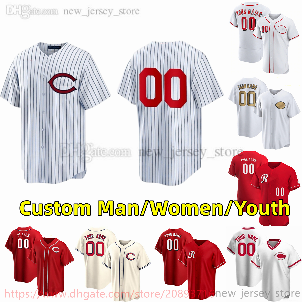 

Custom S- Movie College Baseball Wears Jersey Stitched 4 ShogoAkiyama 5 JohnnyBench 14 PeteRose 30 KenGriffey Jr. Hong Away Jerseys, Other jerseys.contact seller