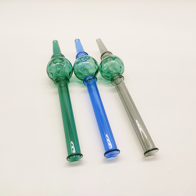 

DPGHS008 6.6 Inch colored glass dry herb smoking with ball and two oil tubes design