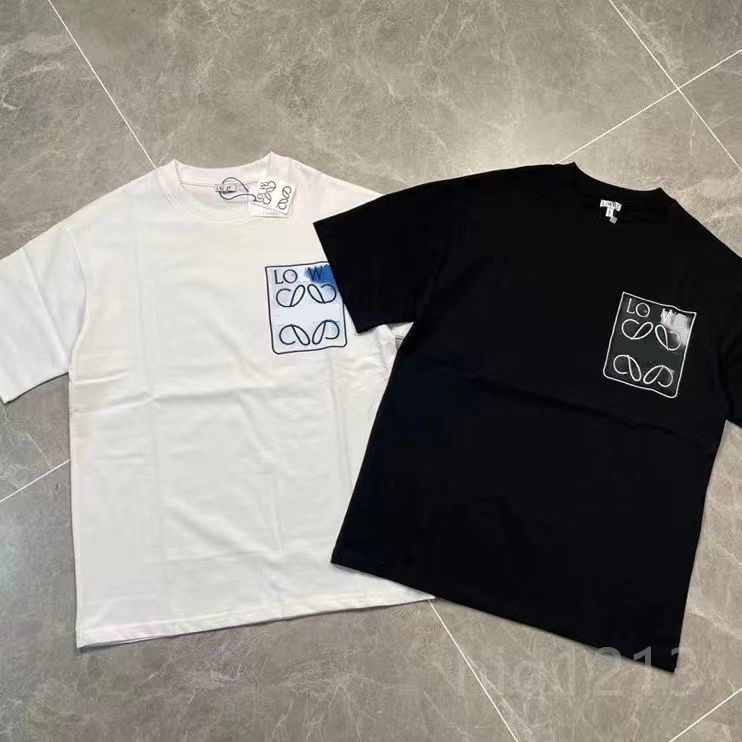 

high-quality Loewe Print T-shirt Men's and Women's Same Letter New Summer Versatile High-end Half-sleeve Cotton Youth Fashion Brand, 002