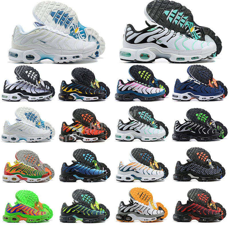 

2023 New tn plus running shoes mens black White University Blue Neon Green Hyper Pastel blue Oreo women Breathable sneakers trainers outdoor sneakers size 40-46 BR41, Color 5