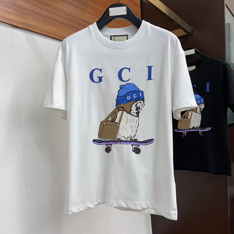 

2023 Summer Mens T-Shirts Italian brand designer tee luxury 2G letter tees t shirt Classic fashion black and white men and women qucci short Sleeve casual cotton t-shirt, G u c c i