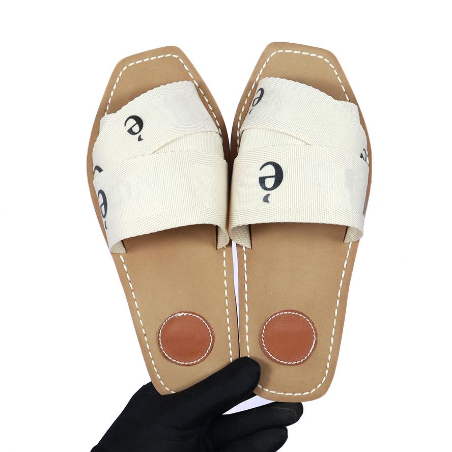 

621s Sandals designer Woody sandals womens Mules flat slides Light tan beige white black pink lace Lettering Fabric canvas slippers f, Irem#22