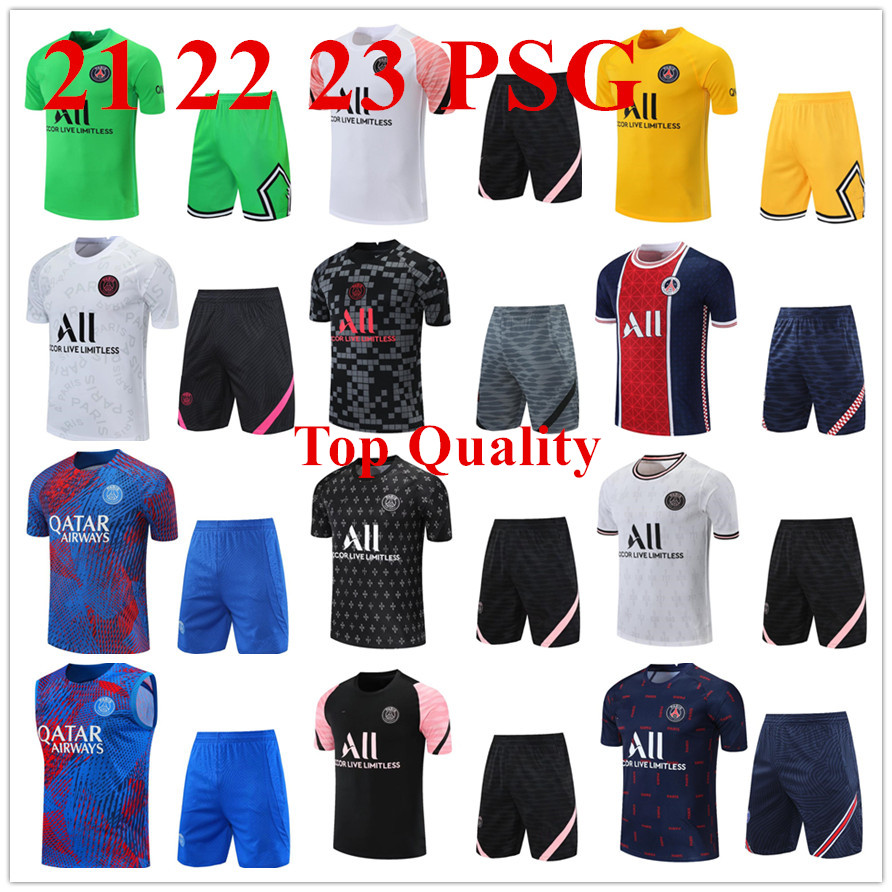 

PSGs Short sleeved Tracksuits men vest 22/23 Classic style Paris training suit Sportswear Football soccer Jersey kit uniform chandal adult sweatshirt Sweater, 17