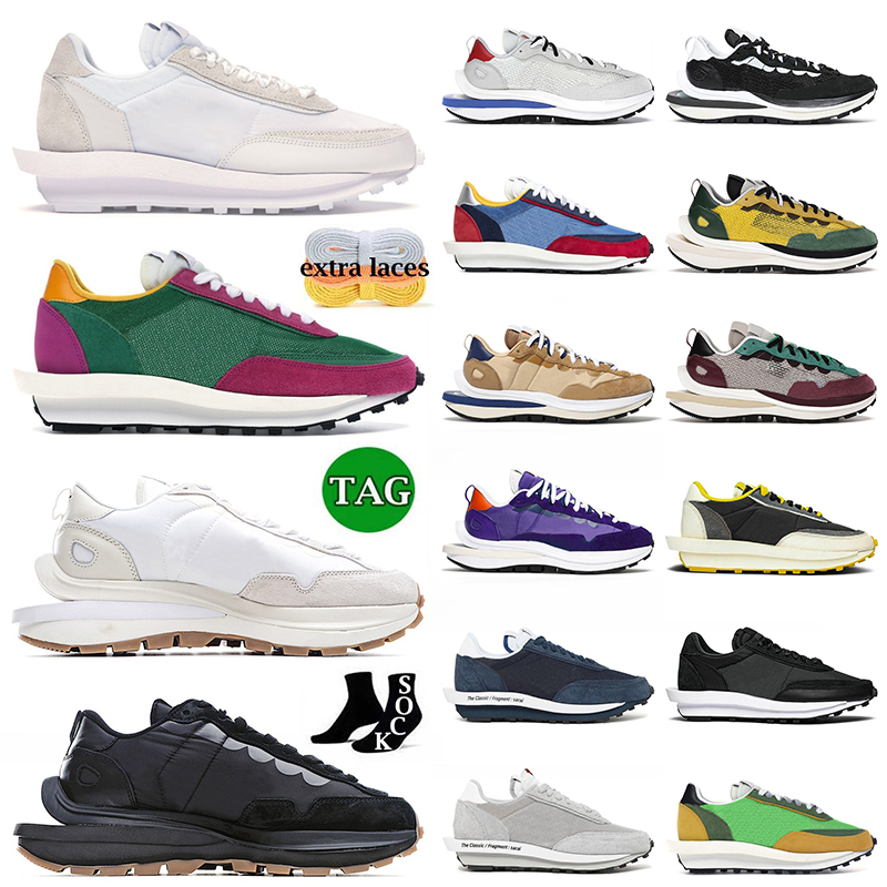 

High Quality Sacais x Waffle LD Running Shoes VaporWaffle xSacai White Nylon Pine Green Sail Black Gum Fuchsia Game Royal Dark Iris Fragment Grey Men Women Sneakers, B16 sail 36-45
