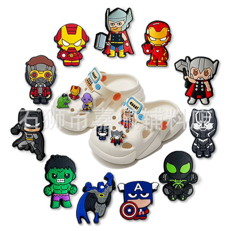 

Anime charms wholesale childhood memories boys toys super hero cool stuff funny gift cartoon charms shoe accessories pvc decoration buckle soft 40colors, Equally mixed colors