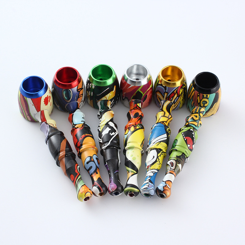 

Smoking metal Pipes Water Transfer Printed Color hand tobacco pipe removable for wholesale