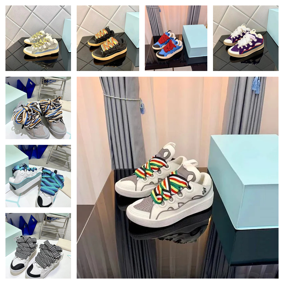 

2023Designer Mesh Shoes Boot Men Women Laceup Extraordinary Sneaker Embossed Leather Curb Sneakers Calfskin Rubber Nappa platformsole Shoe Lanvins Logo