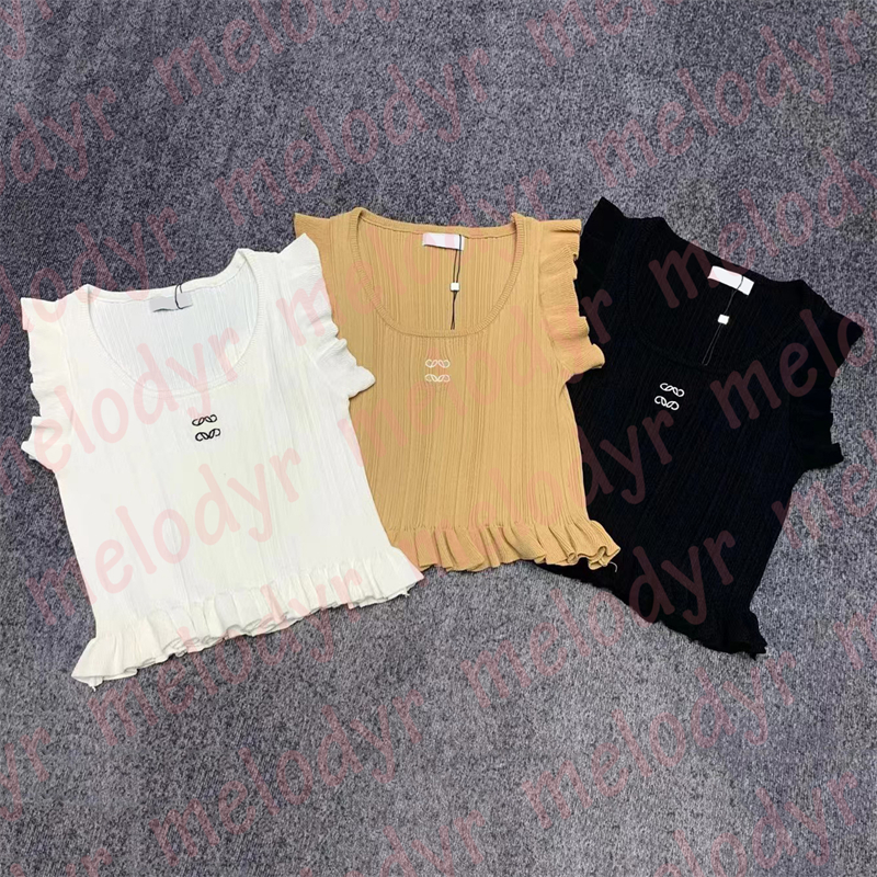 

Sleeveless T Shirts Fashion Designer Tank Top Embroidery Letter Round Neck Knitted Vest Tees, White