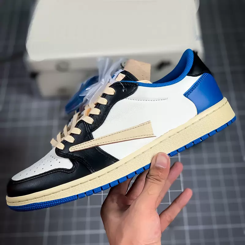 

2023 Shoes Travis Scotts x Fragment Design OG 1S Low Mens Basketball Luxury designer Jumpman 1 Military Blue Womens running Sports Sneakers, Off noir cider-dark chocolate-wild berry