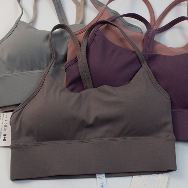 

Women's Yoga Exercise Fitness Solid Color Sexy Sling Strap Gather Shockproof Fitness Tank Top Push ups Jogging Fashion Back Shockproof Strap Bra, 011