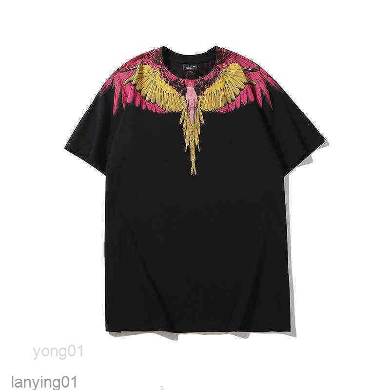 

Tee T-shirt Tees Shirt s 20ss Mb Red and Yellow Wings Feather Printed Cotton Short Sleeve for Men Women 2s1s1jxkh, White
